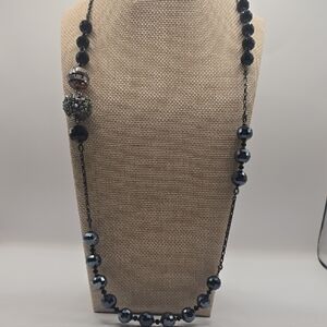 Henri Bendel Black and Silver Beaded Necklace